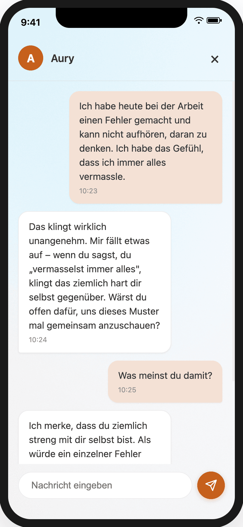 Aury Chat-Gespräch mit psychologischer Beratung